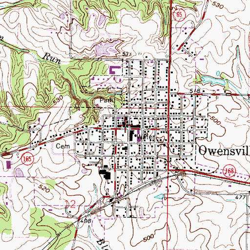 Topographic Map of Owensville Police Department, IN