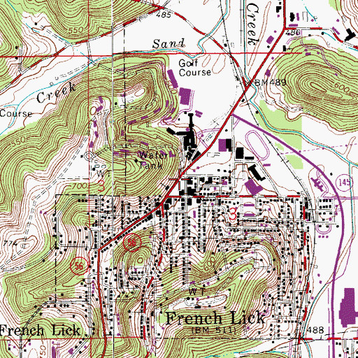 Topographic Map of French Lick Police Department, IN
