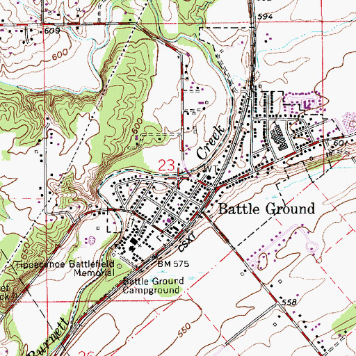 Topographic Map of Battle Ground Police Department, IN