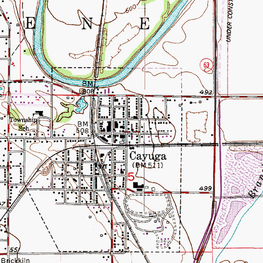 Topographic Map of Cayuga Town Marshal, IN