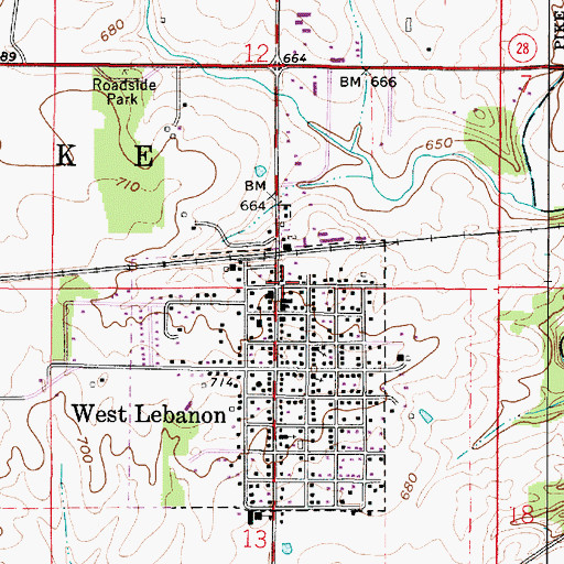 Topographic Map of West Lebanon Town Marshal, IN
