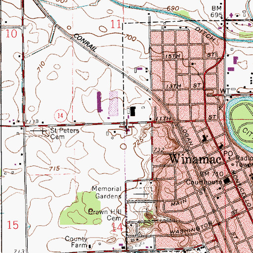 Topographic Map of Winamac Police Department, IN