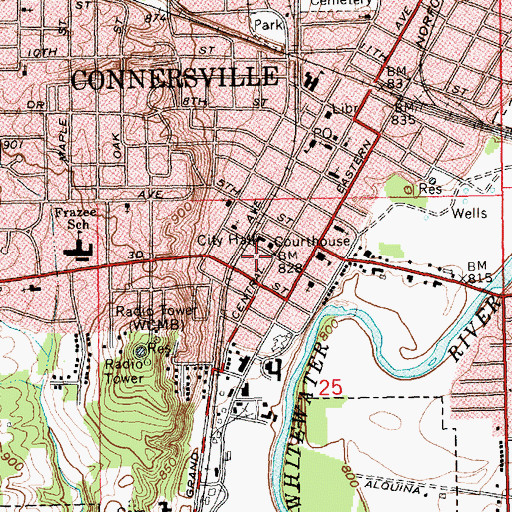 Topographic Map of Fayette County Sheriff's Office, IN