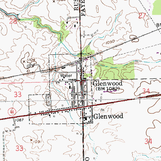 Topographic Map of Glenwood Police Department, IN