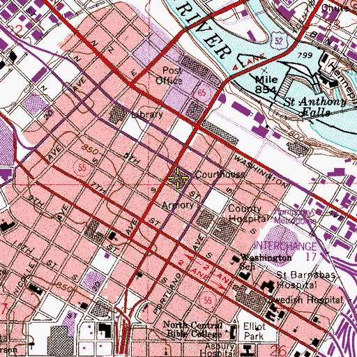Topographic Map of Hennepin County Sheriff's Office Minneapolis, MN
