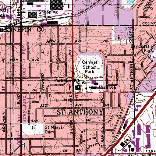 Topographic Map of Saint Anthony Police Department, MN