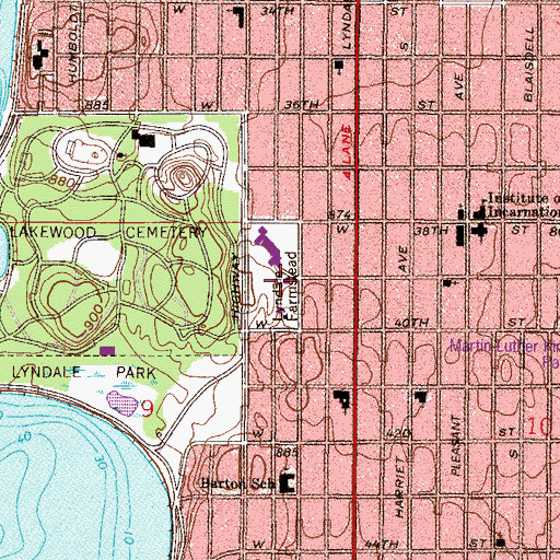 Topographic Map of Minneapolis Park Police Department, MN