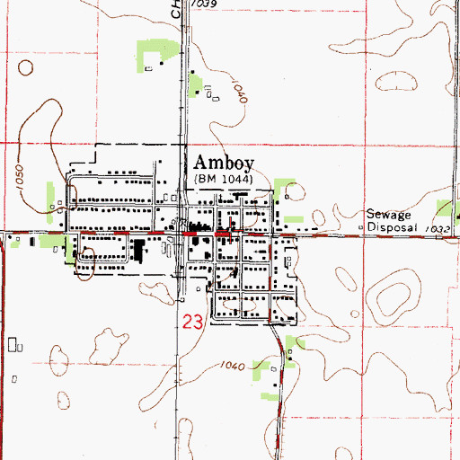 Topographic Map of Amboy - Vernon Center Police Department, MN