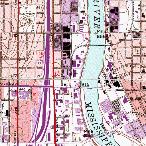 Topographic Map of Minneapolis Park Police Department, MN
