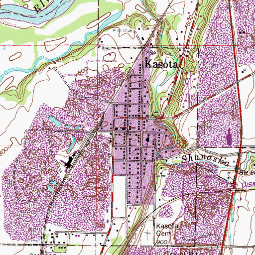 Topographic Map of Kasota City Police Department, MN
