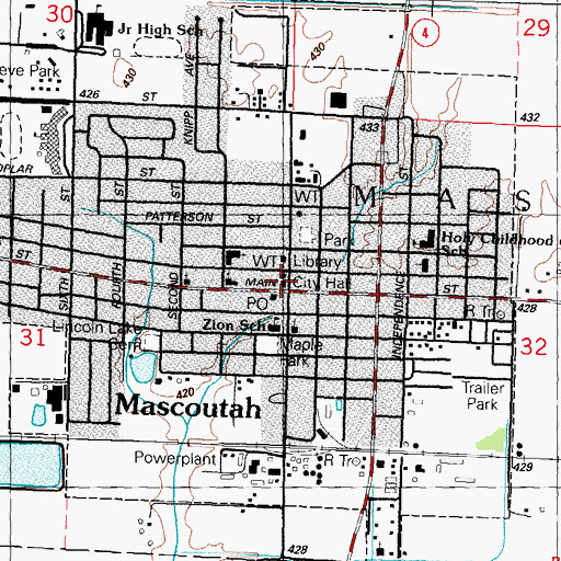 Topographic Map of Mascoutah Police Department, IL