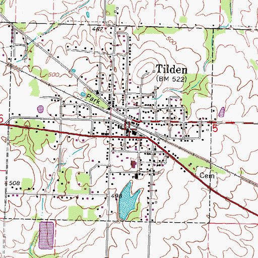 Topographic Map of Tilden Police Department, IL