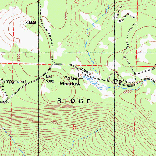 Topographic Map of Poison Meadow, CA