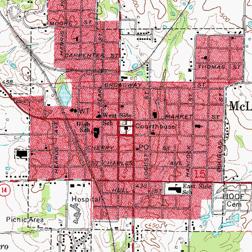 Topographic Map of Hamilton County Sheriff's Office, IL