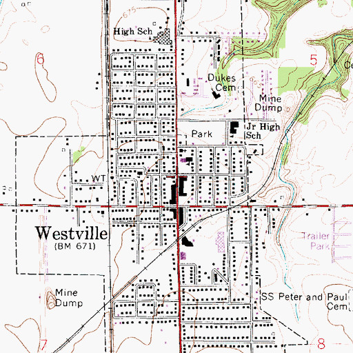 Topographic Map of Westville Police Department, IL