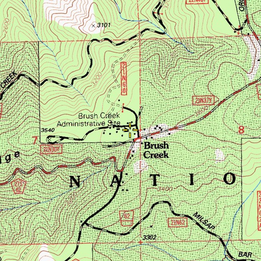 Topographic Map of Brush Creek Administrative Site, CA
