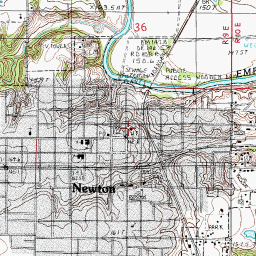 Topographic Map of Newton Police Department, IL