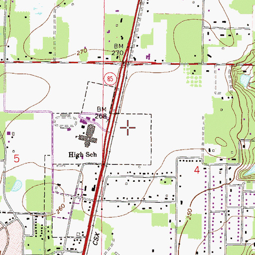 Topographic Map of Crestview Post Office, FL