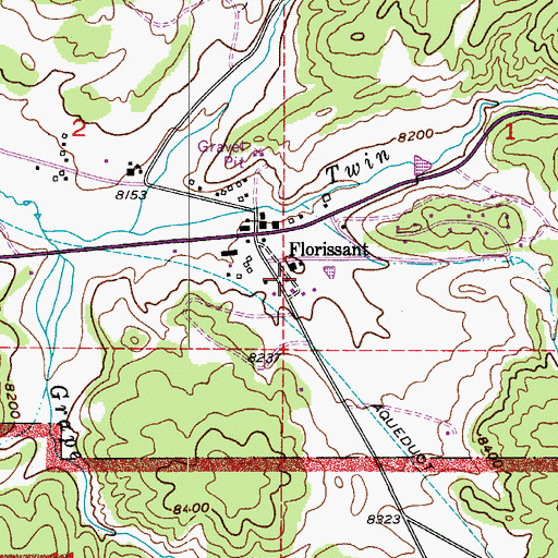 Topographic Map of Florissant Post Office, CO
