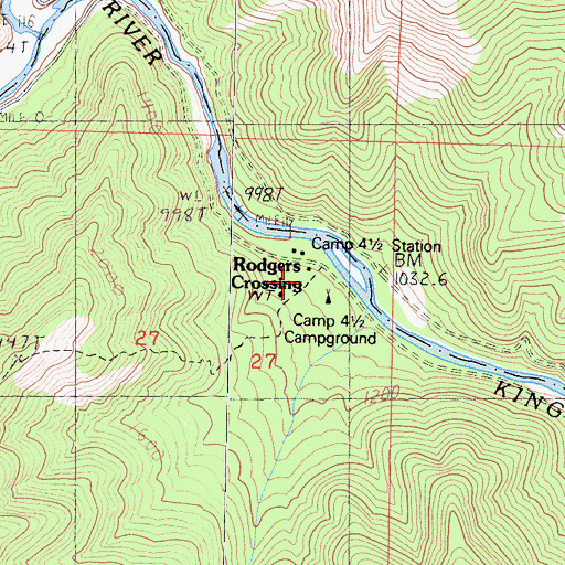 Topographic Map of Camp Four and One Half Station, CA