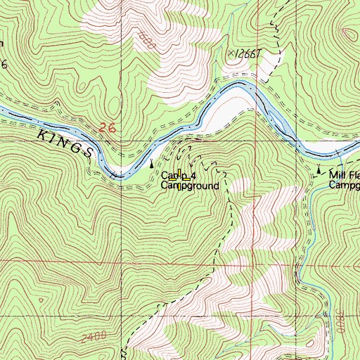 Topographic Map of Camp Four Station, CA