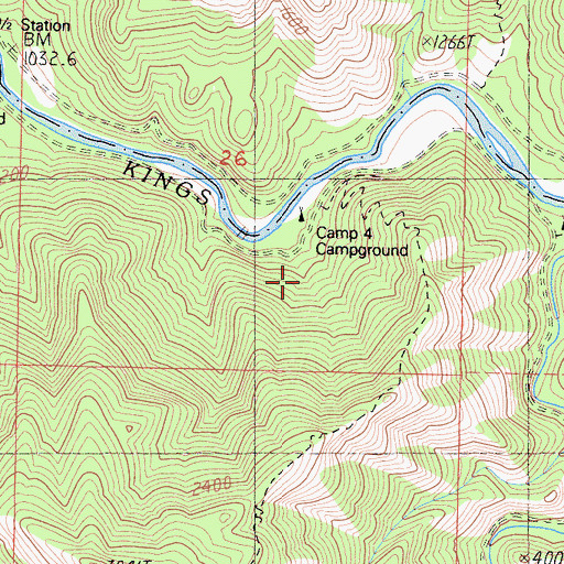 Topographic Map of Camp Four, CA