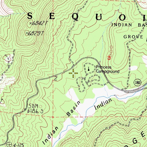Topographic Map of Princess Campground, CA