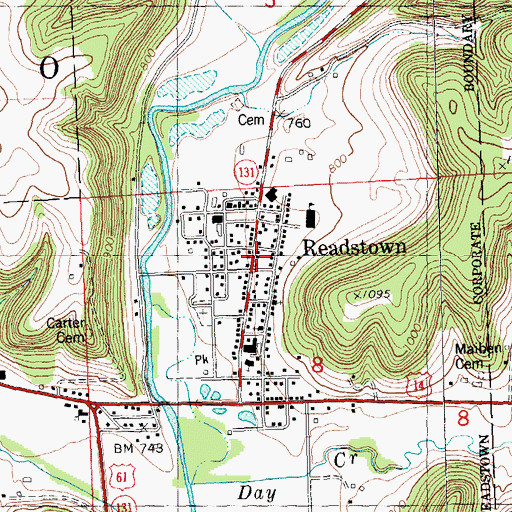 Topographic Map of Readstown Police Department, WI