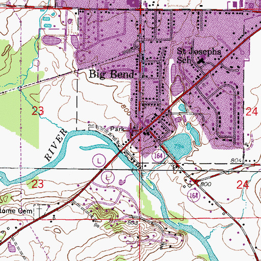 Topographic Map of Big Bend Police Department, WI