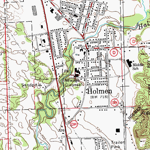 Topographic Map of Holmen Police Department, WI