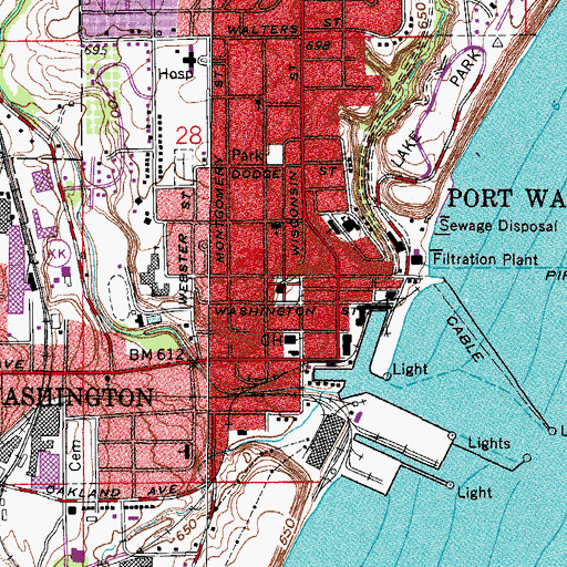 Topographic Map of Port Washington Police Department, WI