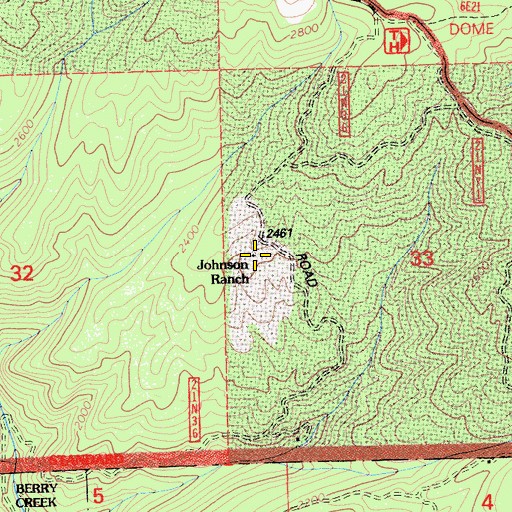 Topographic Map of Johnson Ranch, CA