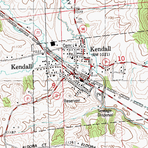 Topographic Map of Kendall Police Department, WI