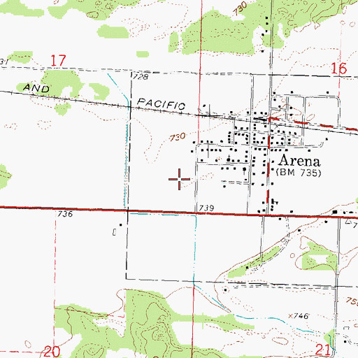 Topographic Map of Arena Police Department, WI
