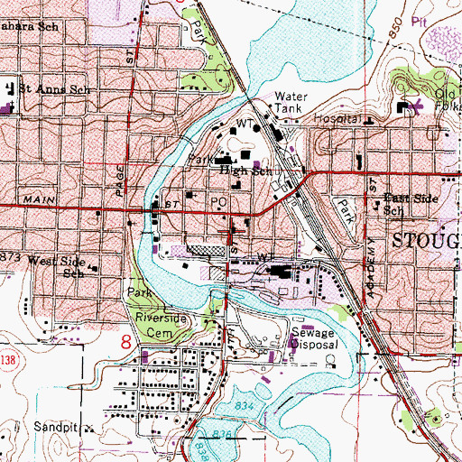 Topographic Map of Stoughton Police Department, WI