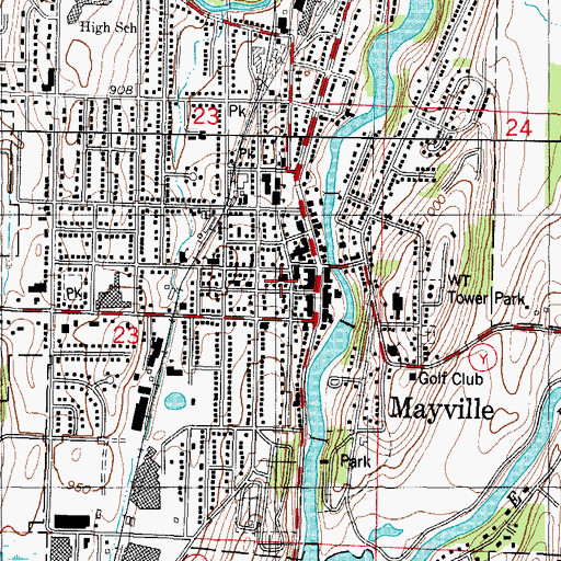 Topographic Map of Mayville Police Department, WI