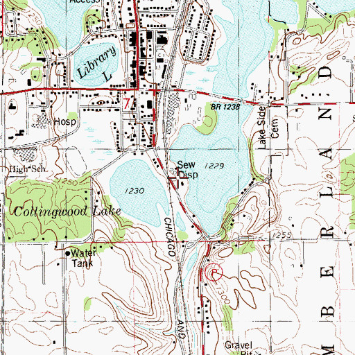 Topographic Map of Cumberland Police Department, WI