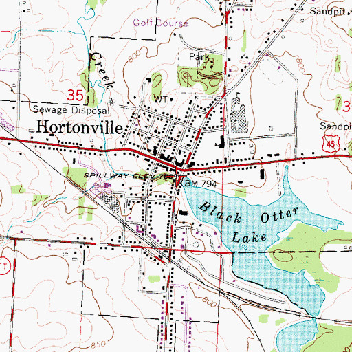 Topographic Map of Hortonville Police Department, WI