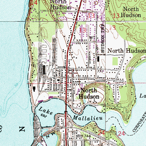 Topographic Map of North Hudson Police Department, WI