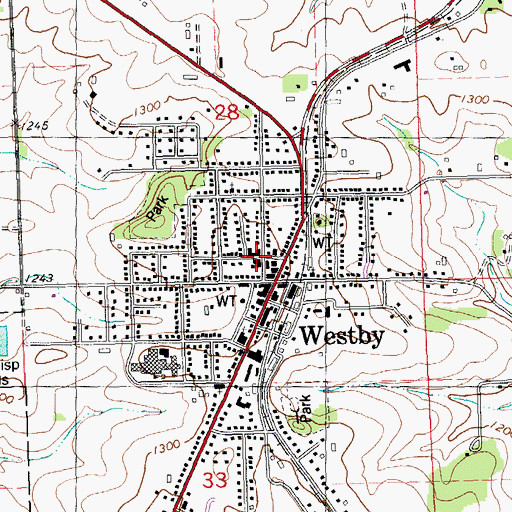 Topographic Map of Westby Police Department, WI