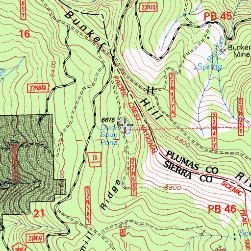 Topographic Map of Duck Soup Pond, CA
