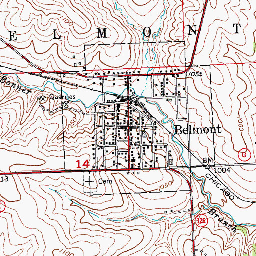 Topographic Map of Belmont Police Department, WI