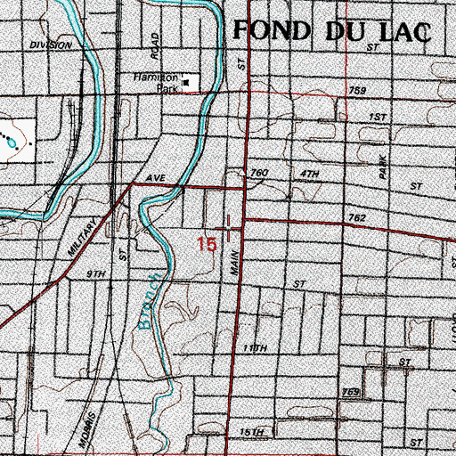 Topographic Map of Fond du Lac County Sheriff's Department, WI