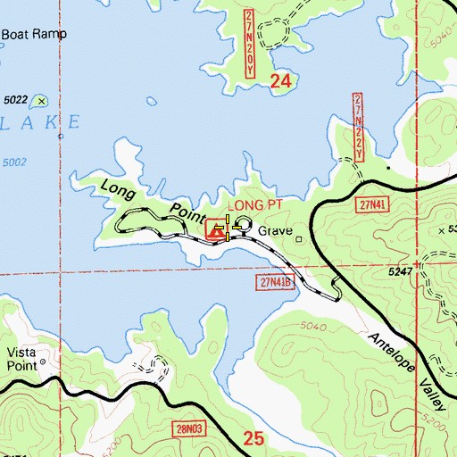 Topographic Map of Long Point Campground, CA