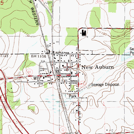 Topographic Map of New Auburn Police Department, WI