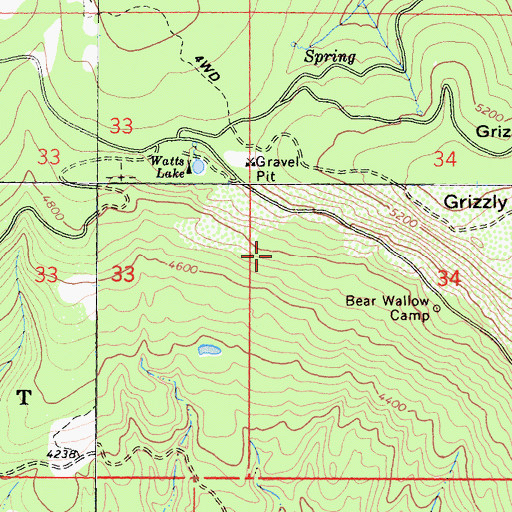 Topographic Map of Bear Wallow Spring, CA