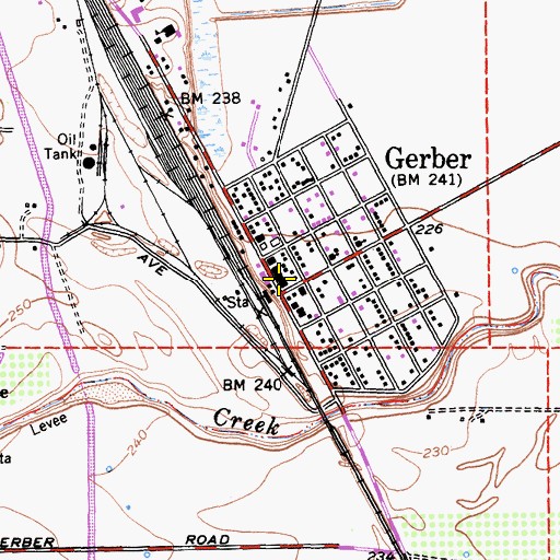 Topographic Map of Gerber Post Office, CA