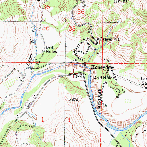 Topographic Map of Honeydew Post Office, CA