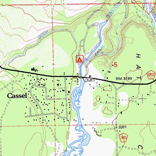 Topographic Map of Cassel Post Office, CA