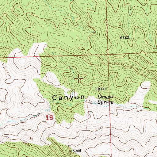 Topographic Map of Cougar Canyon Wilderness, UT